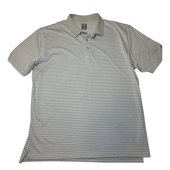 Callaway Polo Shirt Mens Size 2XL Gray Striped Opti Dri Fit Golf Short Sleeve - Picture 1 of 7